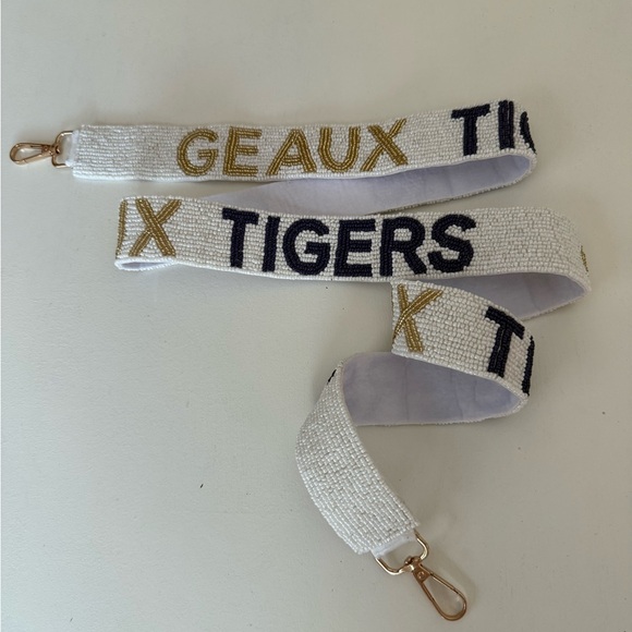 💜💛LSU Beaded Purse Handbag Strap Geaux Tigers 🤍💜 White Purple Gameday Gold - Picture 13 of 14